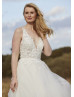 Beaded Ivory Lace Tulle Open Back Wedding Dress
